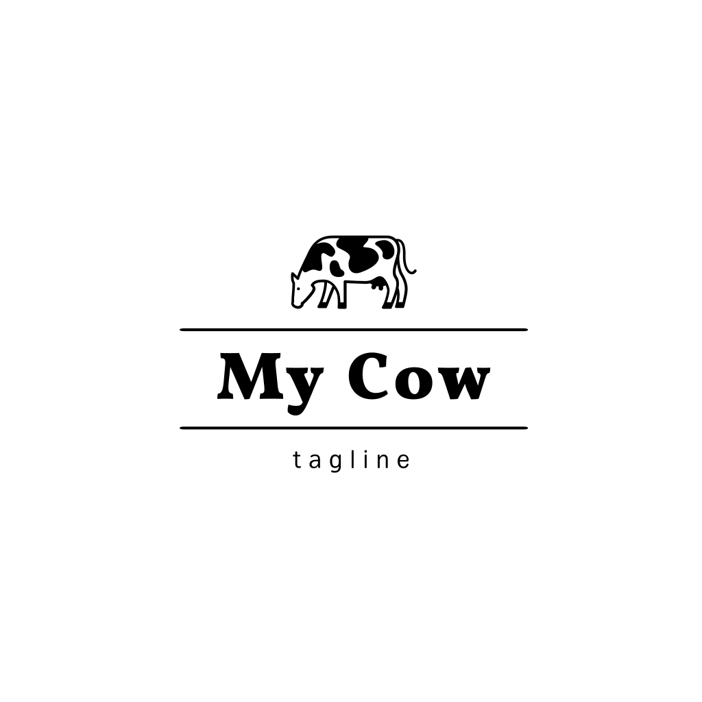 Logotipo De Vaca Preto E Branco