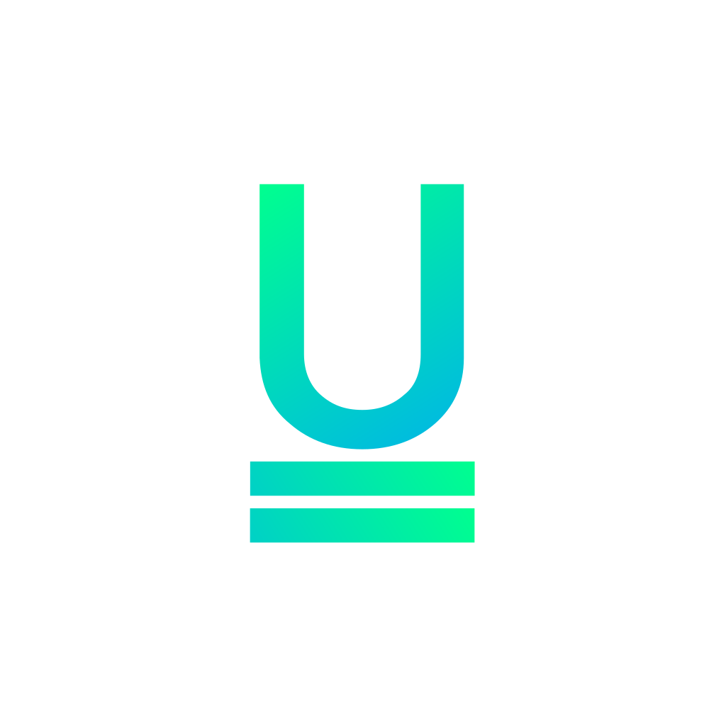 Türkisfarbener Buchstabe U Logo