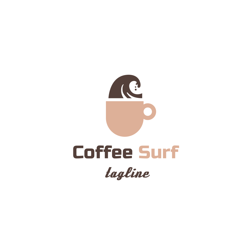 Logotipo De La Taza De Café De Surf