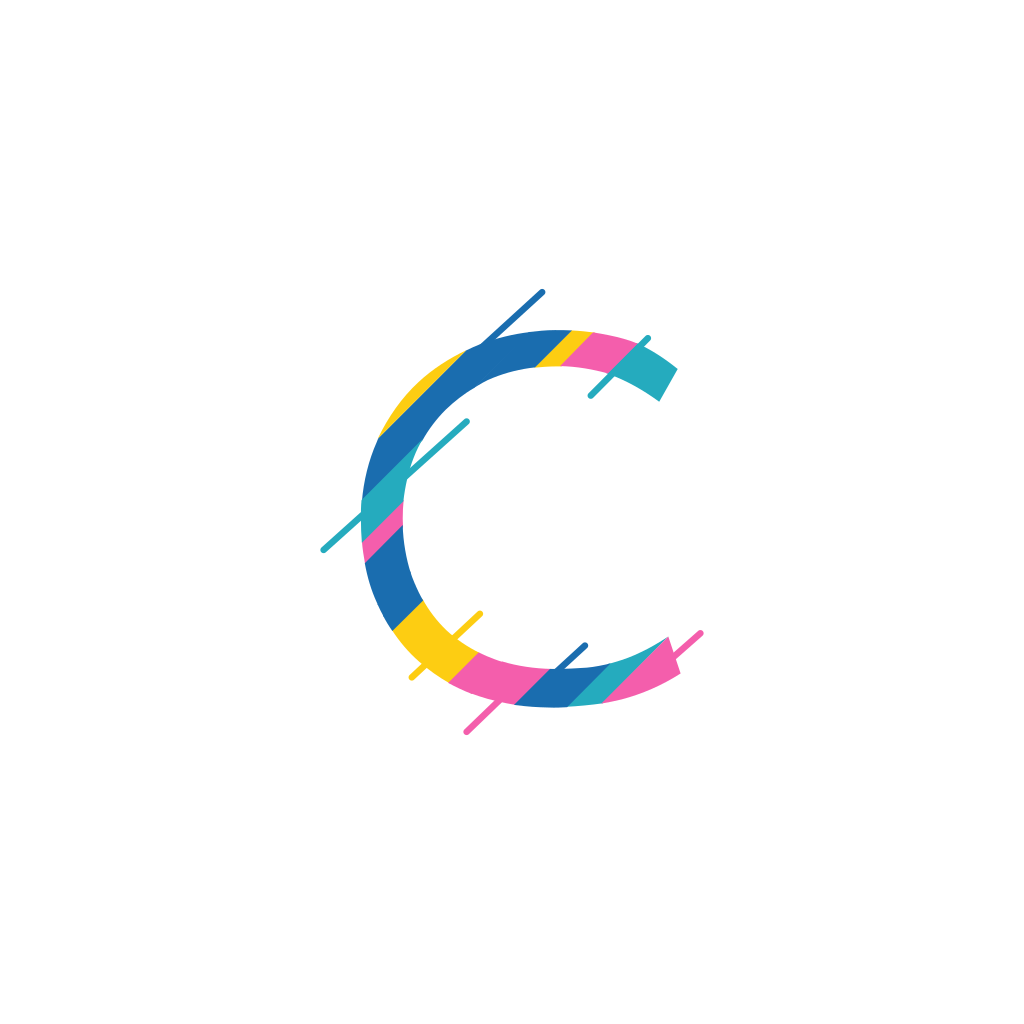 Buntes Buchstabe C Logo