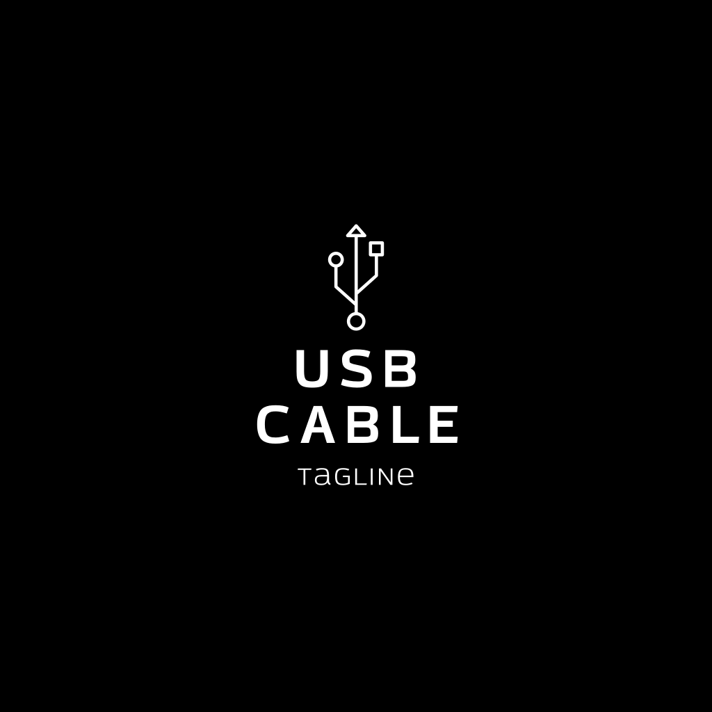 Кабель Usb Черный И Белый Логотип Кабель Usb Черный И Белый Логотип