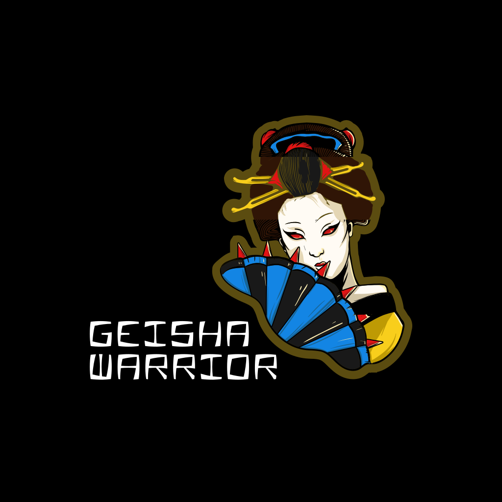 Гейша Воин Игровой Логотип