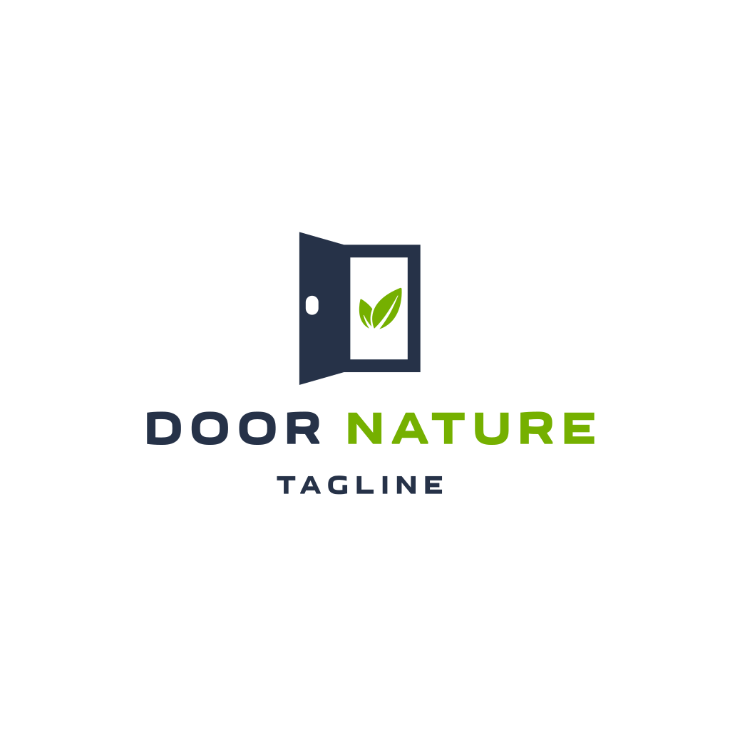Дверь И Зеленый Лист Логотип