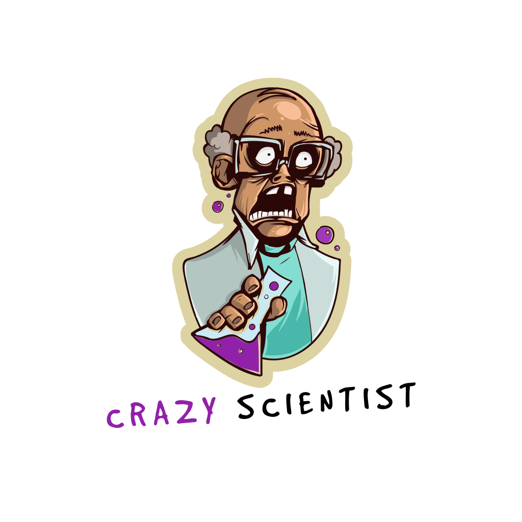 Сумасшедший Ученый Игровой Логотип