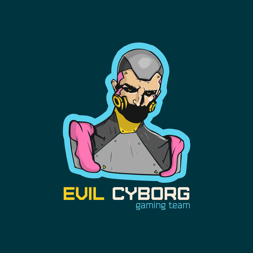 Logotipo De Juego Cyborg Malvado