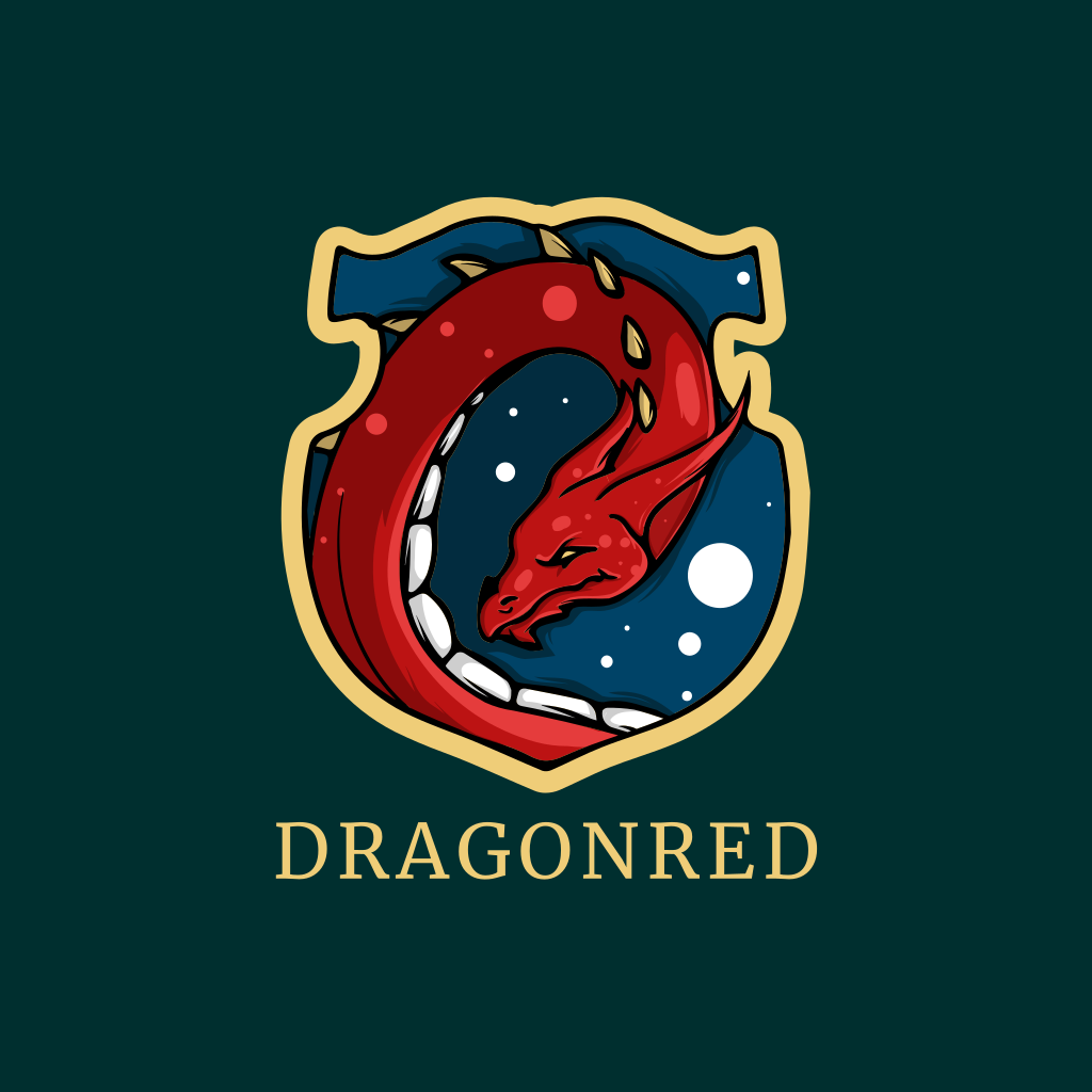Logotipo Do Dragão Vermelho E Escudo