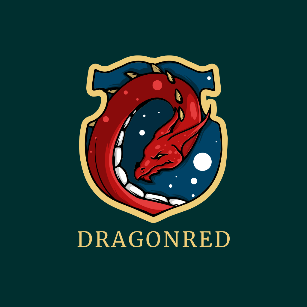 Roter Drache & Schild Logo