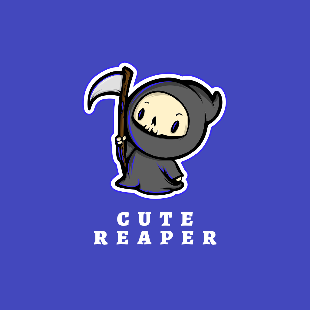 Cute Reaper Cartoon Logo