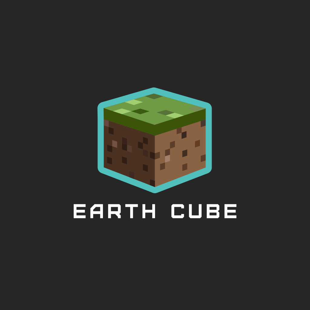 Logo of a blocky earth minecraft style