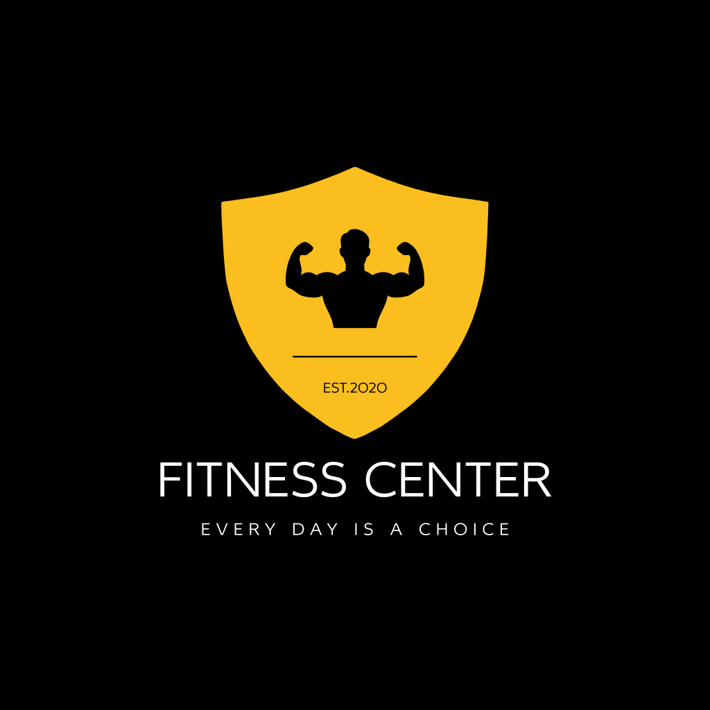 Yellow Shield & Bodybuilder logo Yellow Shield & Bodybuilder logo