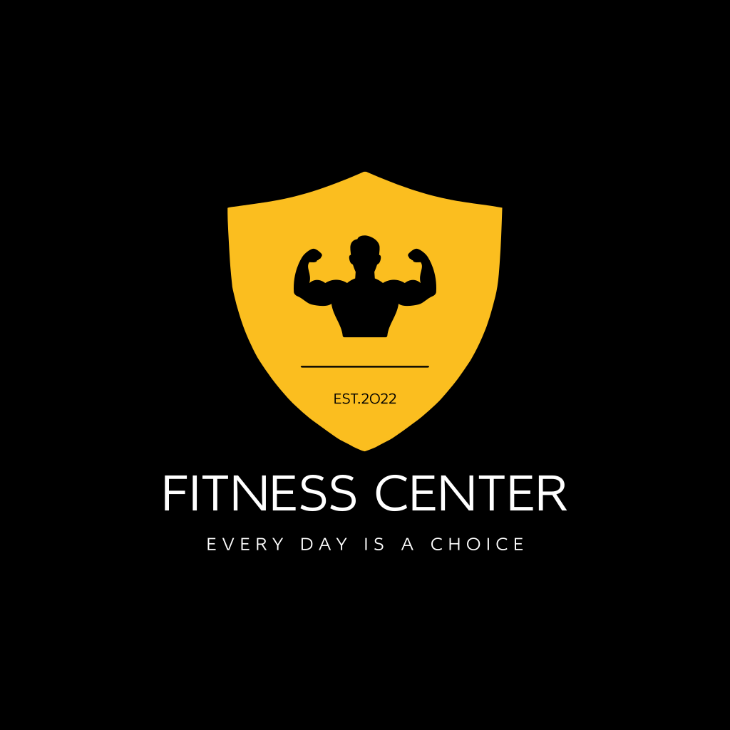 Escudo Amarelo E Logotipo Do Fisiculturista