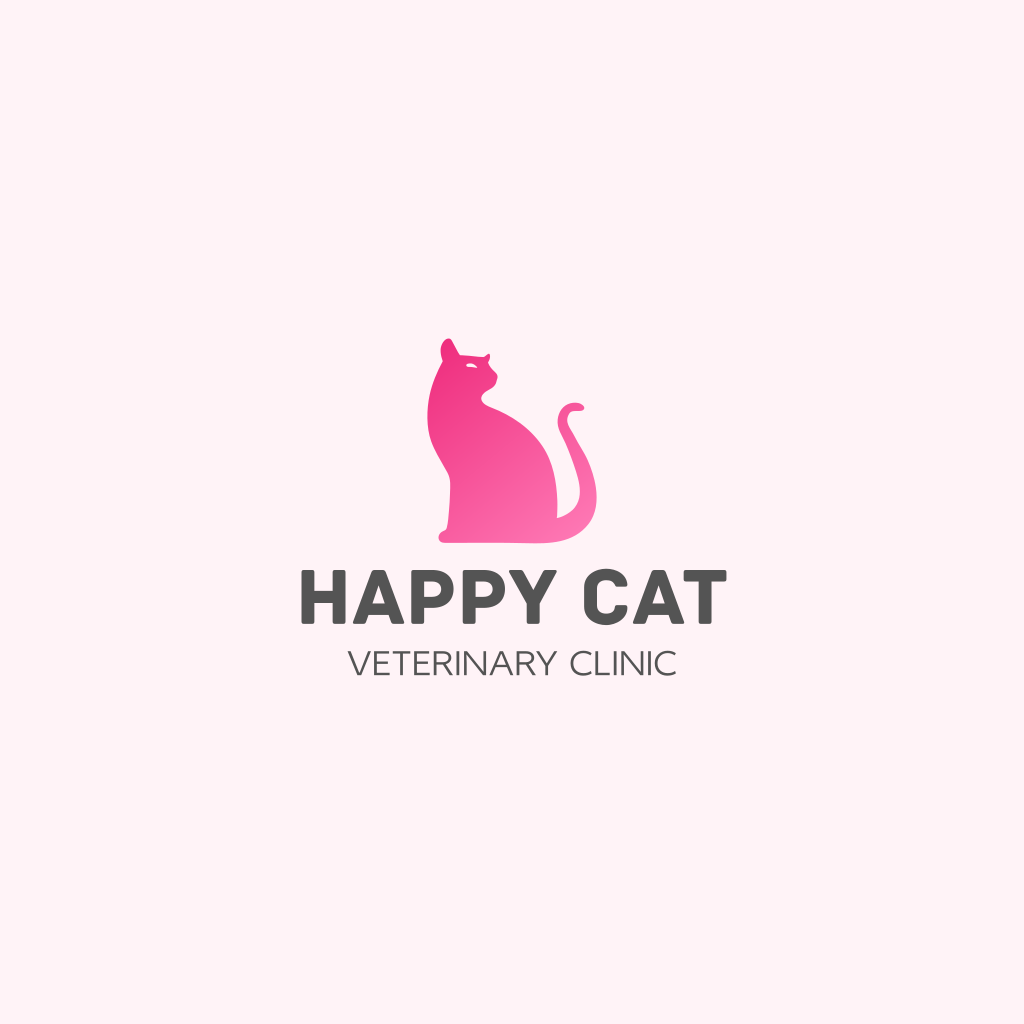 Розовый Градиент Кошка Логотип