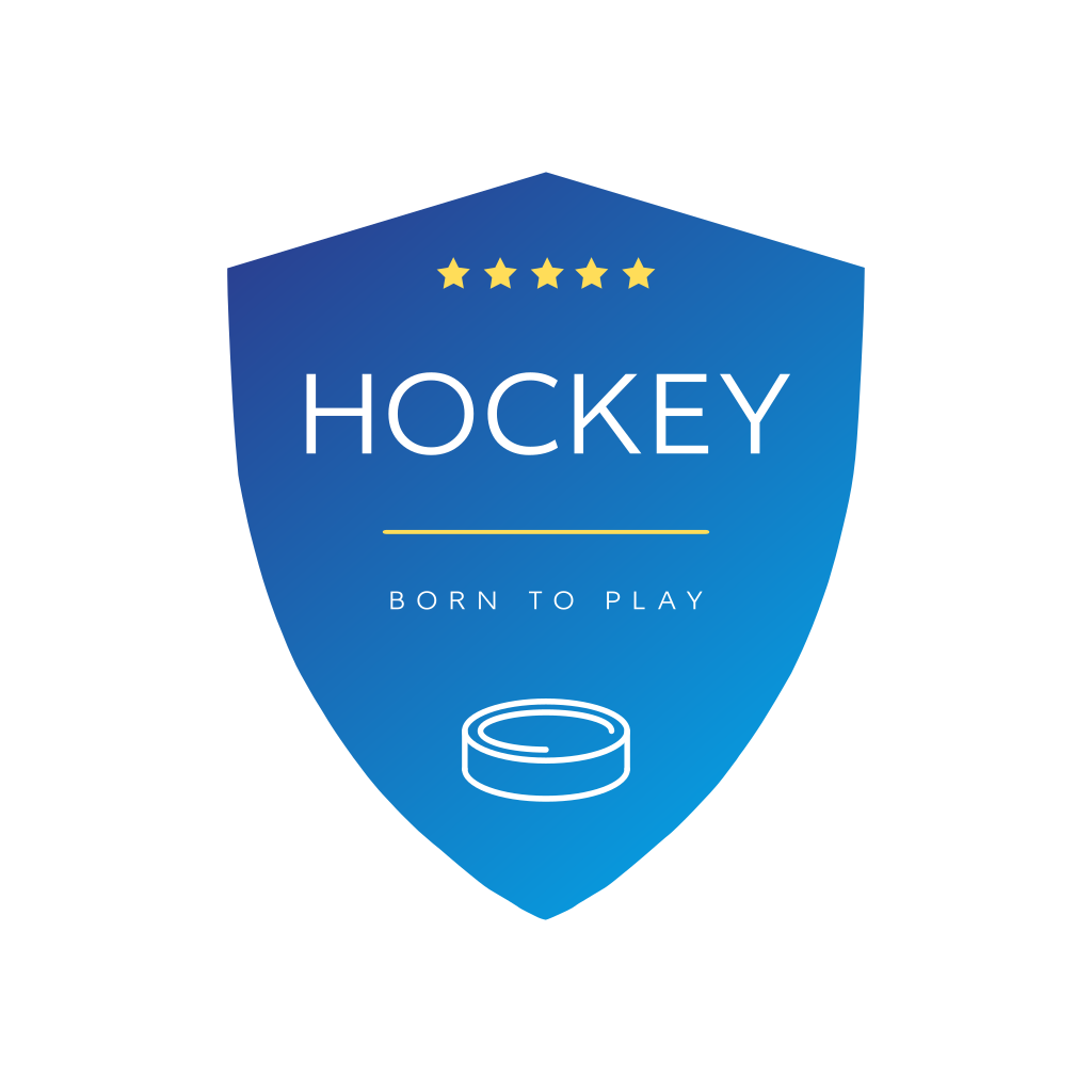 Blaues Schild & Hockey Puck Logo
