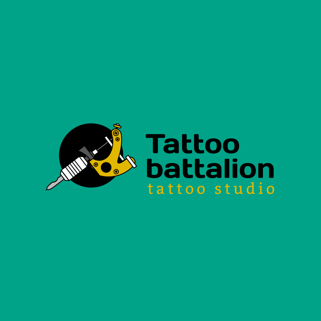 Logotipo Turquesa Da Máquina De Tatuagem