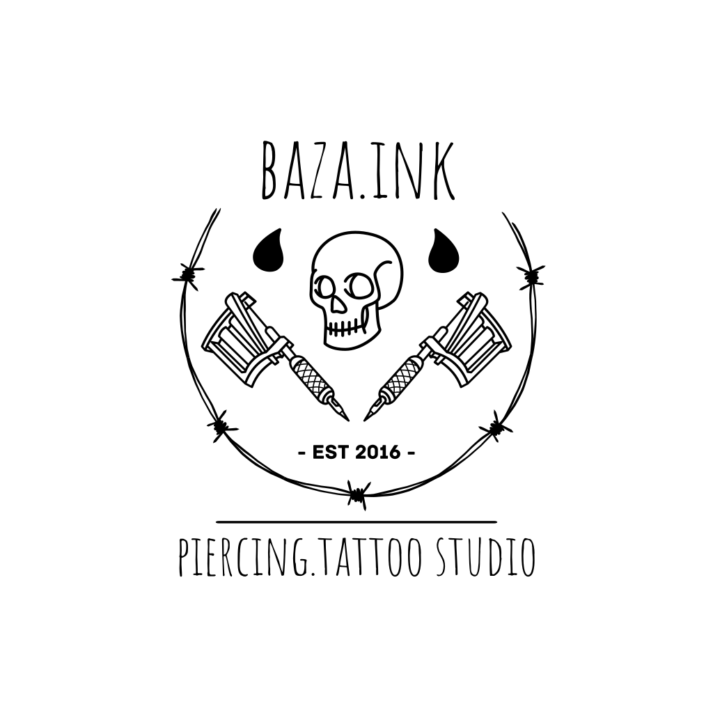 Tattoo Machines & Skull logo