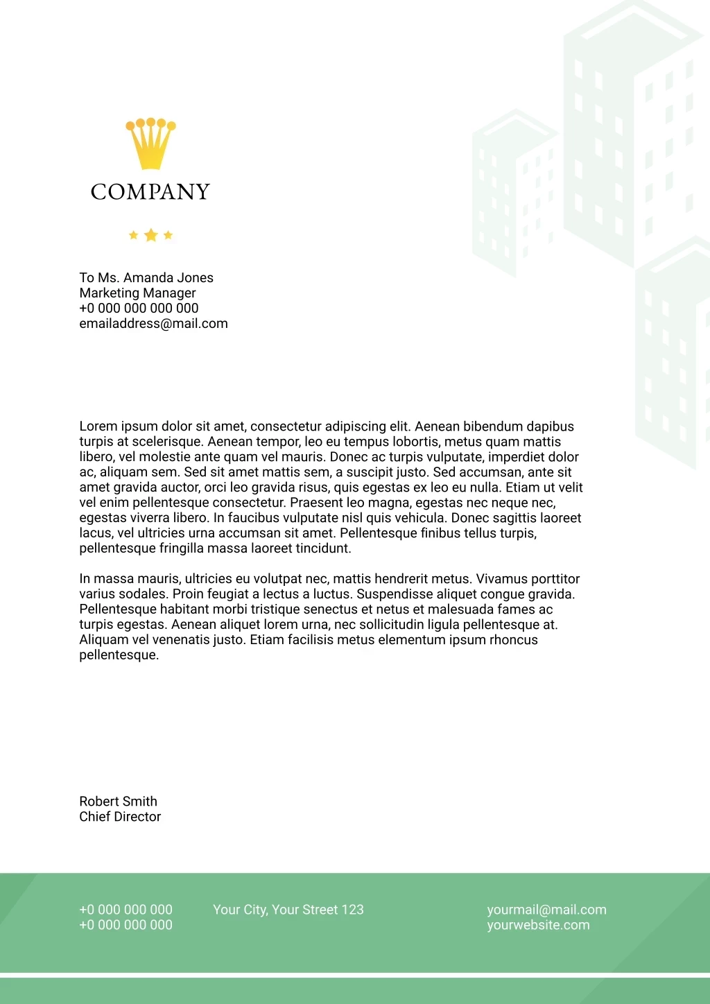 To Ms. Amanda Jones Marketing Manager +0 000 000 000 000 Emailaddress@mail.com, Robert Smith Chief Director, Lorem Ipsum Dolor Sit Amet, Consectetur Adipiscing Elit. Aenean Bibendum Dapibus Turpis At Scelerisque. Aenean Tempor, Leo Eu Tempus Lobortis, Metus Quam Mattis Libero, Vel Molestie Ante Quam Vel Mauris. Donec Ac Turpis Vulputate, Imperdiet Dolor Ac, Aliquam Sem. Sed Sit Amet Mattis Sem, A Suscipit Justo. Sed Accumsan, Ante Sit Amet Gravida Auctor, Orci Leo Gravida Risus, Quis Egestas Ex Leo Eu Nulla. Etiam Ut Velit Vel Enim Pellentesque Consectetur. Praesent Leo Magna, Egestas Nec Neque Nec, Egestas Viverra Libero. In Faucibus Vulputate Nisl Quis Vehicula. Donec Sagittis Laoreet Lacus, Vel Ultricies Urna Accumsan Sit Amet. Pellentesque Finibus Tellus Turpis, Pellentesque Fringilla Massa Laoreet Tincidunt. In Massa Mauris, Ultricies Eu Volutpat Nec, Mattis Hendrerit Metus. Vivamus Porttitor Varius Sodales. Proin Feugiat A Lectus A Luctus. Suspendisse Aliquet Congue Gravida. Pellentesque Habitant Morbi Tristique Senectus Et Netus Et Malesuada Fames Ac Turpis Egestas. Aenean Aliquet Lorem Urna, Nec Sollicitudin Ligula Pellentesque At. Aliquam Vel Venenatis Justo. Etiam Facilisis Metus Elementum Ipsum Rhoncus Pellentesque. , +0 000 000 000 +0 000 000 000, Yourmail@mail.com Yourwebsite.com, Your City, Your Street 123 Logo To Ms. Amanda Jones Marketing Manager +0 000 000 000 000 Emailaddress@mail.com, Robert Smith Chief Director, Lorem Ipsum Dolor Sit Amet, Consectetur Adipiscing Elit. Aenean Bibendum Dapibus Turpis At Scelerisque. Aenean Tempor, Leo Eu Tempus Lobortis, Metus Quam Mattis Libero, Vel Molestie Ante Quam Vel Mauris. Donec Ac Turpis Vulputate, Imperdiet Dolor Ac, Aliquam Sem. Sed Sit Amet Mattis Sem, A Suscipit Justo. Sed Accumsan, Ante Sit Amet Gravida Auctor, Orci Leo Gravida Risus, Quis Egestas Ex Leo Eu Nulla. Etiam Ut Velit Vel Enim Pellentesque Consectetur. Praesent Leo Magna, Egestas Nec Neque Nec, Egestas Viverra Libero. In Faucibus Vulputate Nisl Quis Vehicula. Donec Sagittis Laoreet Lacus, Vel Ultricies Urna Accumsan Sit Amet. Pellentesque Finibus Tellus Turpis, Pellentesque Fringilla Massa Laoreet Tincidunt. In Massa Mauris, Ultricies Eu Volutpat Nec, Mattis Hendrerit Metus. Vivamus Porttitor Varius Sodales. Proin Feugiat A Lectus A Luctus. Suspendisse Aliquet Congue Gravida. Pellentesque Habitant Morbi Tristique Senectus Et Netus Et Malesuada Fames Ac Turpis Egestas. Aenean Aliquet Lorem Urna, Nec Sollicitudin Ligula Pellentesque At. Aliquam Vel Venenatis Justo. Etiam Facilisis Metus Elementum Ipsum Rhoncus Pellentesque. , +0 000 000 000 +0 000 000 000, Yourmail@mail.com Yourwebsite.com, Your City, Your Street 123 Logo