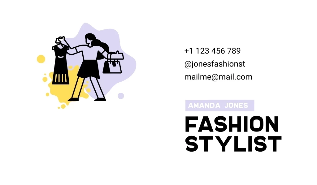 Fashion Stylist, +1 123 456 789 @jonesfashionst Mailme@mail.com , Amanda Jones Logo Fashion Stylist, +1 123 456 789 @jonesfashionst Mailme@mail.com , Amanda Jones Logo
