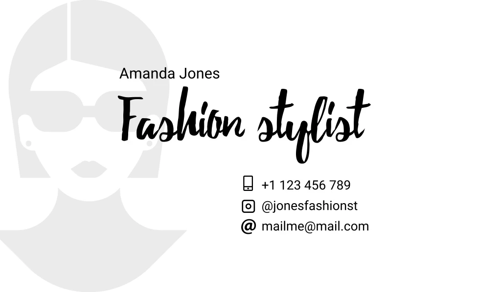 Fashion Stylist, Amanda Jones, +1 123 456 789 @jonesfashionst Mailme@mail.com Logo Fashion Stylist, Amanda Jones, +1 123 456 789 @jonesfashionst Mailme@mail.com Logo