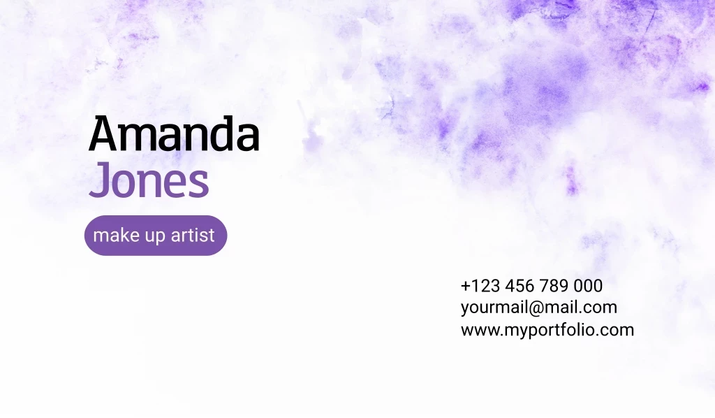 Amanda Jones, Make Up Artist, +123 456 789 000, Yourmail@mail.com, Www.myportfolio.com Logo Amanda Jones, Make Up Artist, +123 456 789 000, Yourmail@mail.com, Www.myportfolio.com Logo